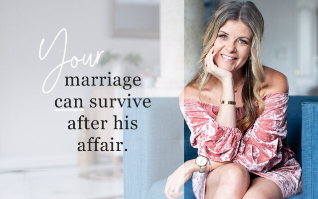 Charity smiling at the camera with the words: Your marriage can survive after his affair. | Can a marriage survive an affair